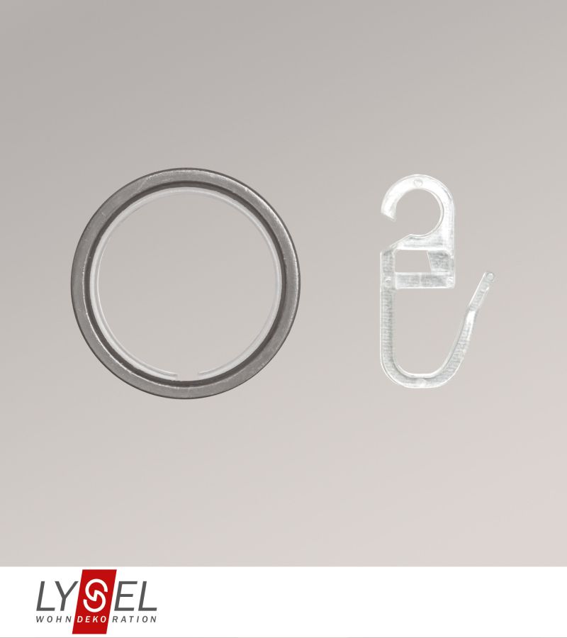 Lysel - 10er SET Gardinenringe mit Gleiteinlage für Stangen Ø 16mm