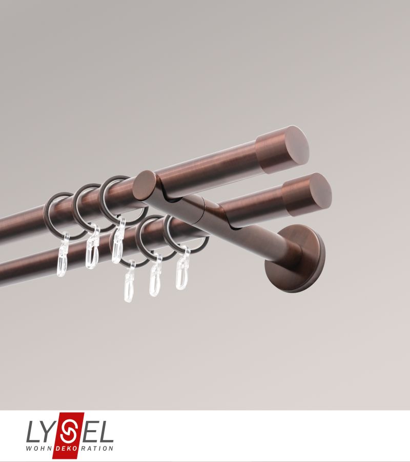 Lysel - SET Opal 640cm Doppel-Kombiträger offen 2-Lauf mit Endstücke Zylinder in Bronze