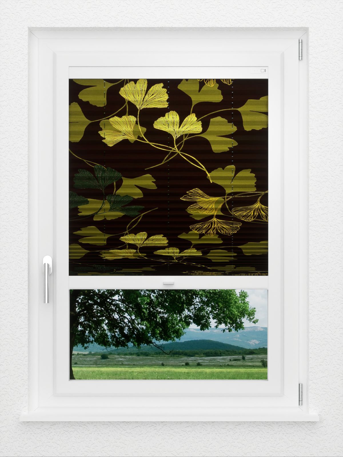 Detailansicht LYSEL HOME Plissee 428A Ginkgos Midnight