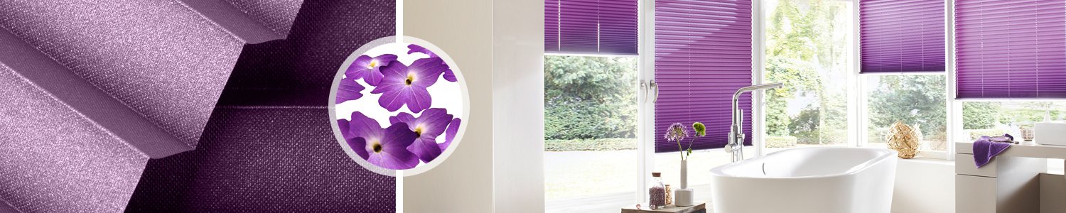 Tende plissettate viola su misura